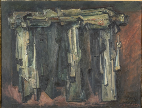 HANS BURKHARDT (1904-1994) BURIAL OF GORKY, 1950 Oil on Canvas Collection: Philadelphia Museum of Art Courtesy: Jack Rutberg Fine Arts, Los Angeles